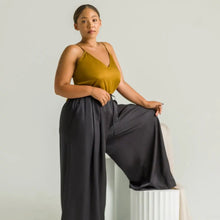 Onyx | Signature Sateen Wide Leg Pant Made With 100% Organic Bamboo #Color_onyx