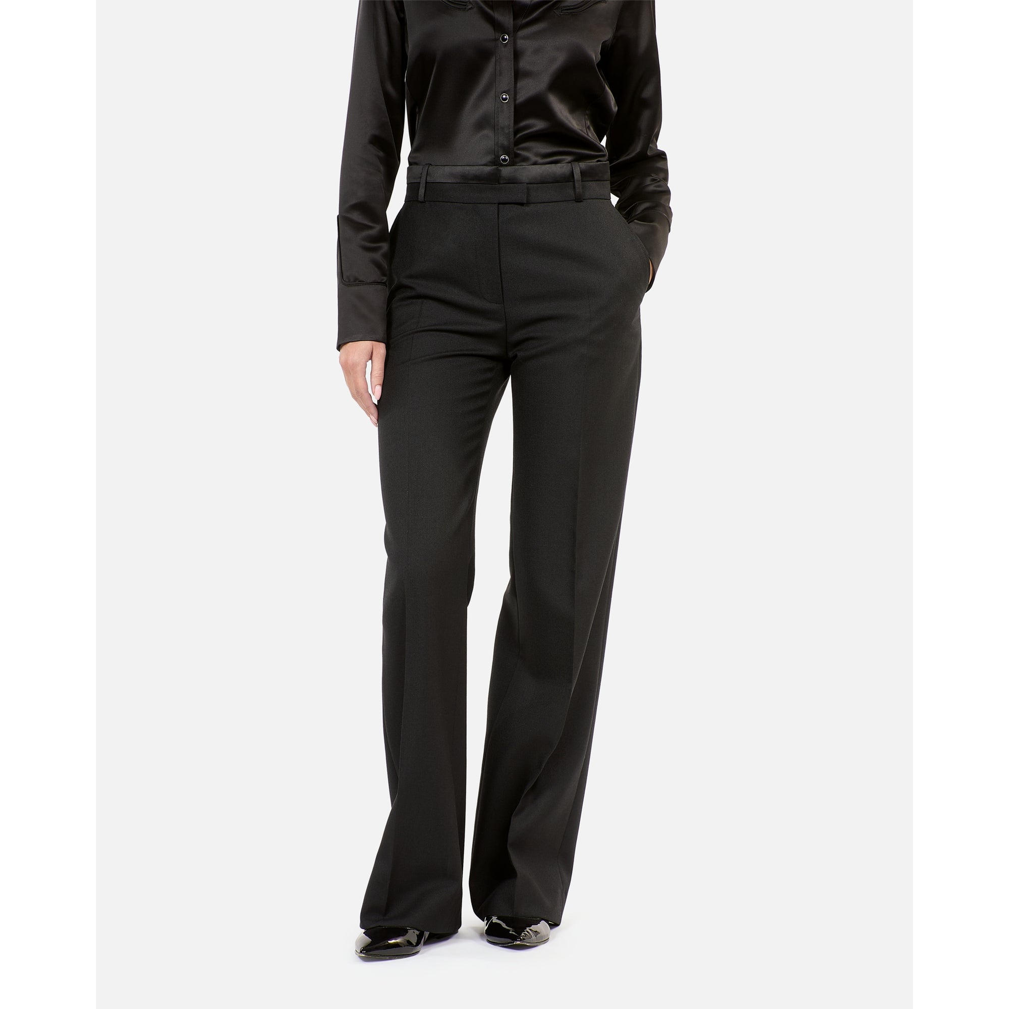 Wide-Leg Suit Trousers | Women | Black