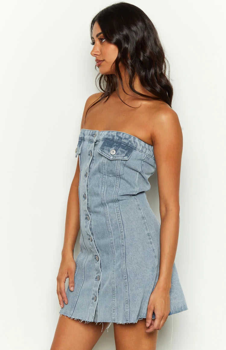 Wilma Denim Corset Mini Dress | Blue