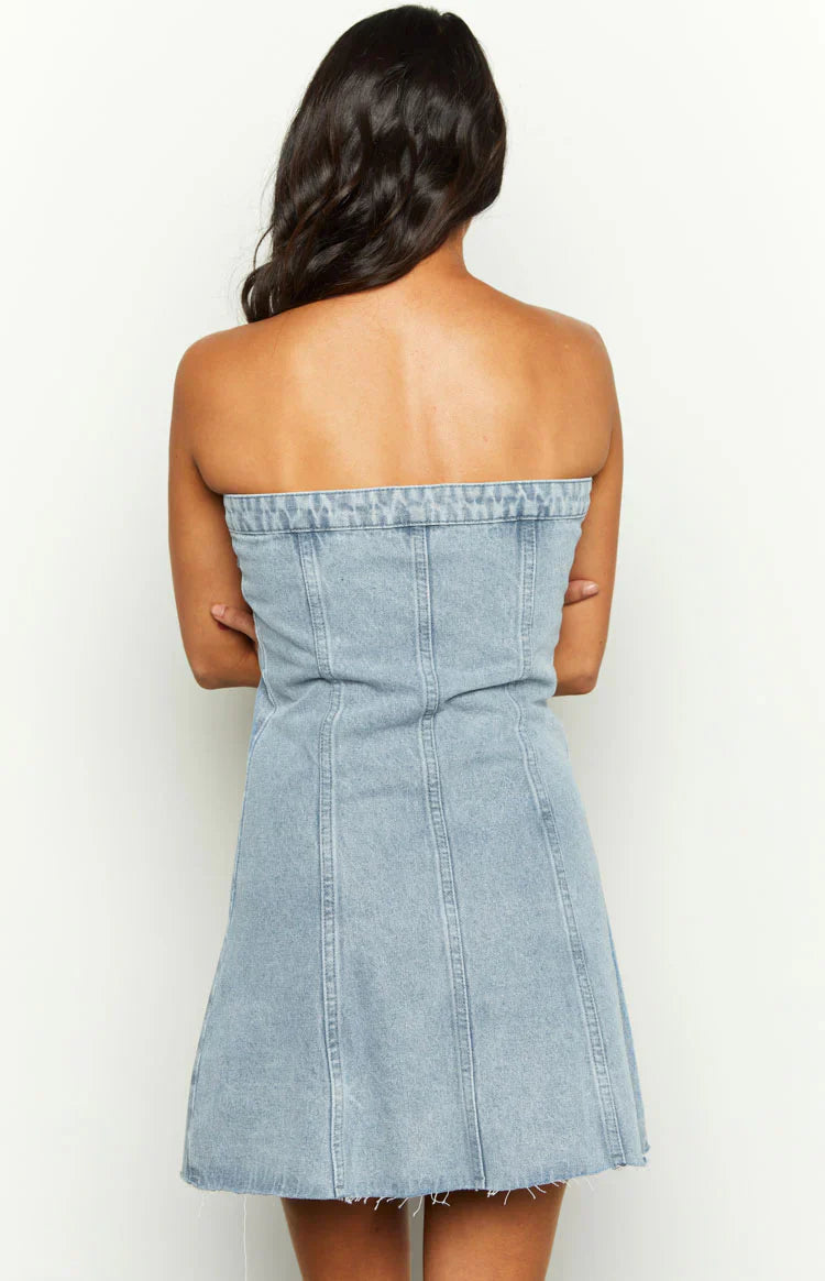 Wilma Denim Corset Mini Dress | Blue