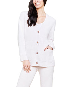 Women | Cozychic Lite Contrast Rib Pocket Cardigan | Primrose-Pearl