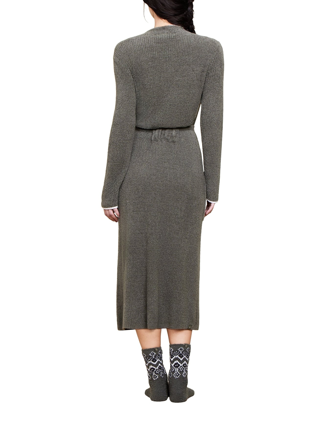 Women | Cozychic Lite Contrast Ribbed Robe | Olive Branch-Pearl