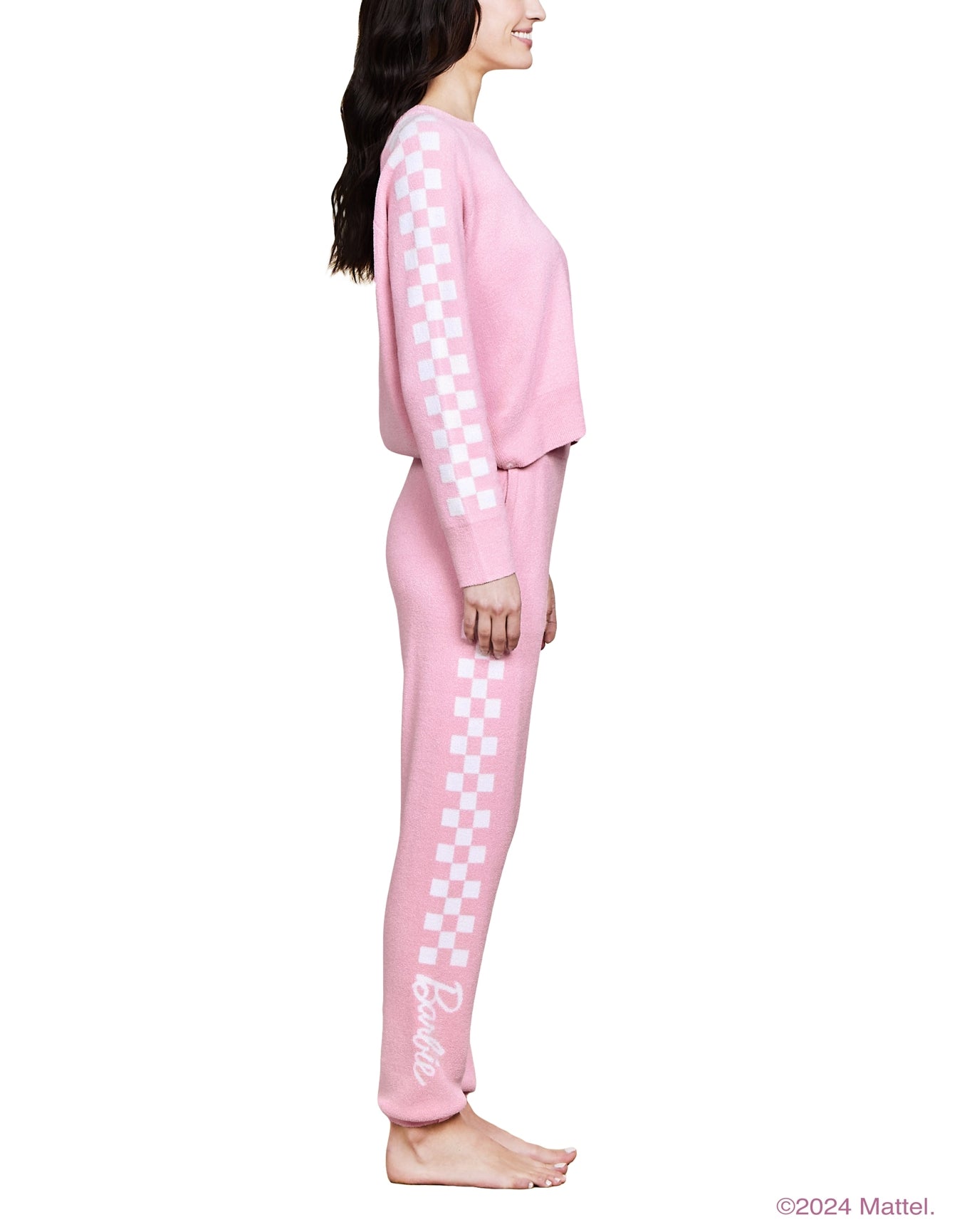 Women | Cozychic Ultra Lite Checkered Barbie Jogger | Barbie Pink