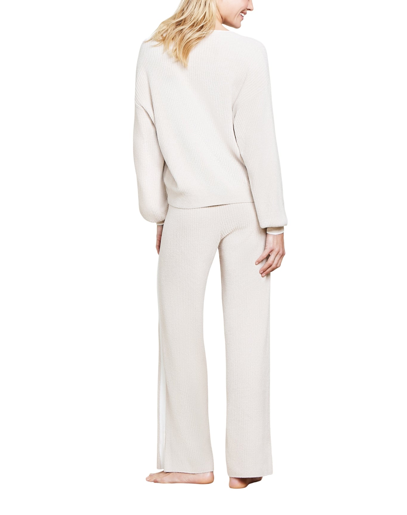 Women | Cozychic Ultra Lite Contrast Ribbed Slit Pant | Stone-Pearl