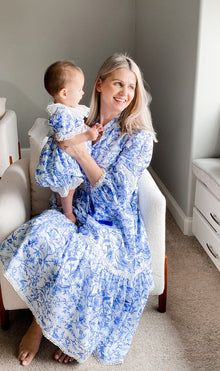 Women | Jaylin and Linen Mom Dress | Blue x White