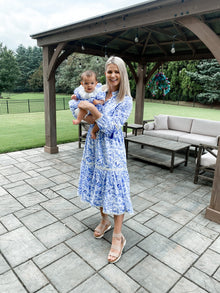 Women | Jaylin and Linen Mom Dress | Blue x White