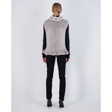 Women | Knit Mink Ruffle Vest | Sapphire