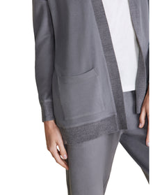 Women | MC Brushed Fleece Sweater Mix Cardigan | Coal