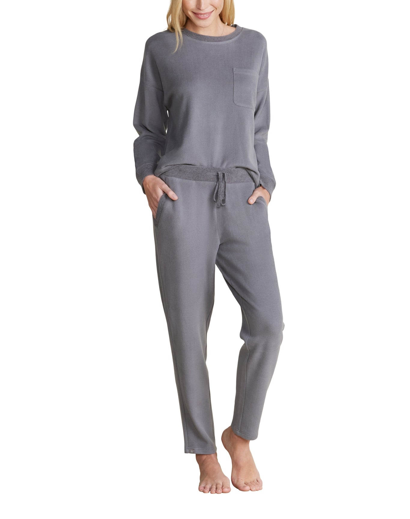 Women | MC Brushed Fleece Sweater Mix Tapered Pant | Coal