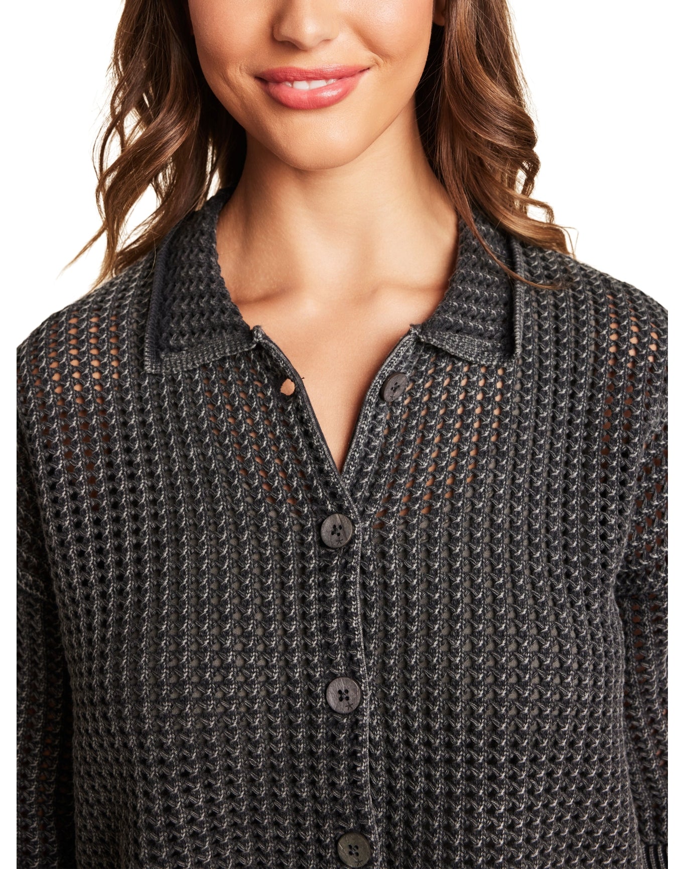 Women | Sunbleached Buttoned Short Sleeve | Faded Black