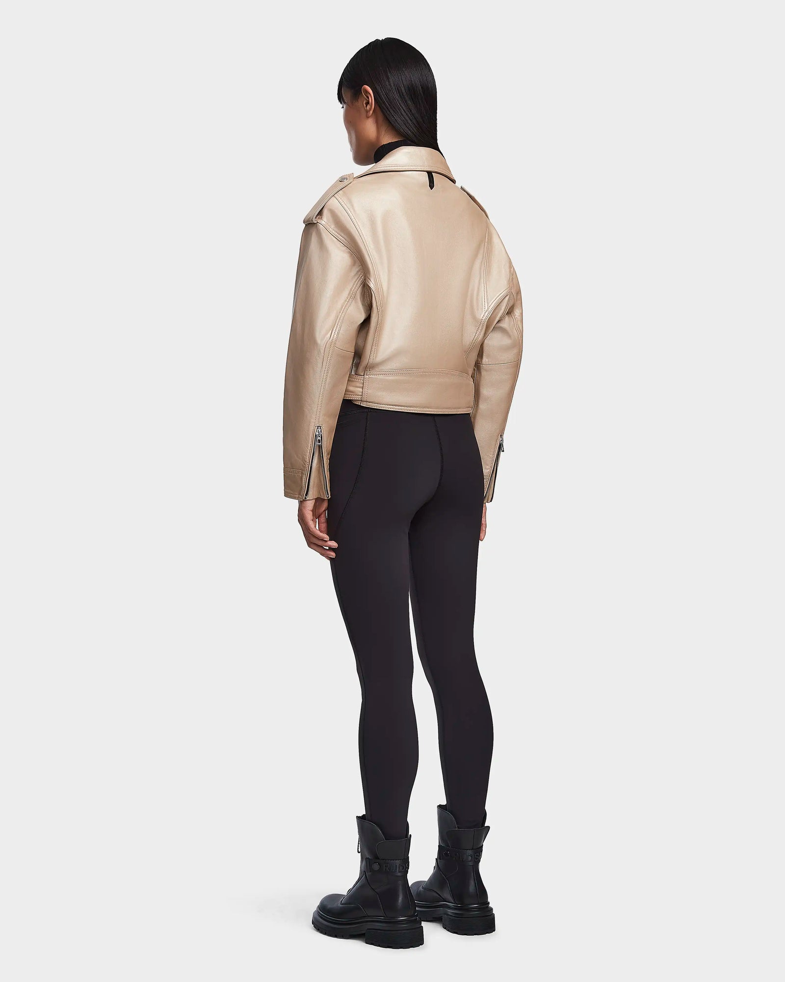 Women | MAGGIE Leather Jacket | Metallic Ivory