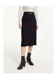 Wool Midi Skirt | Navy