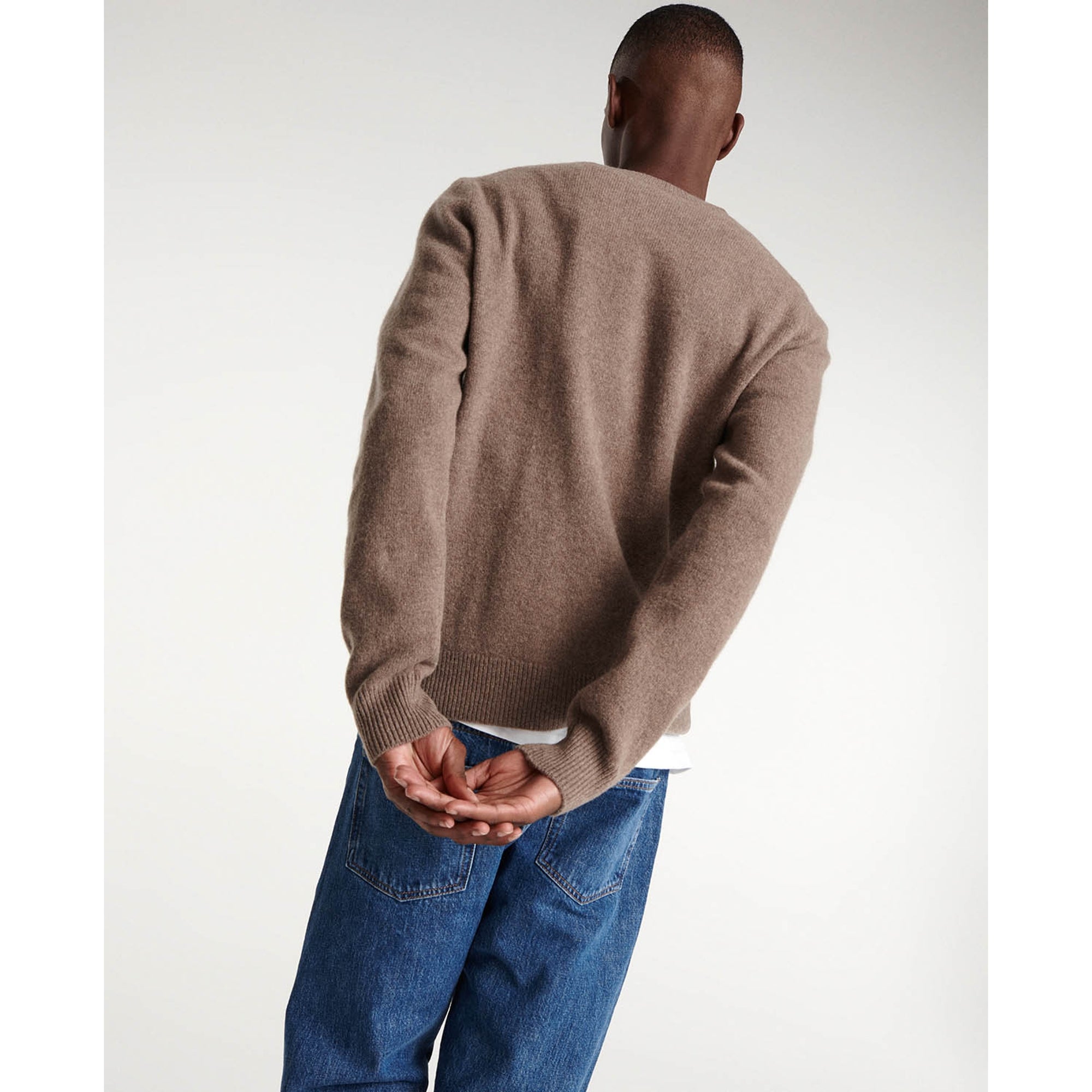 Wool Sweater With Heart Embroidery | Men | Dark Beige