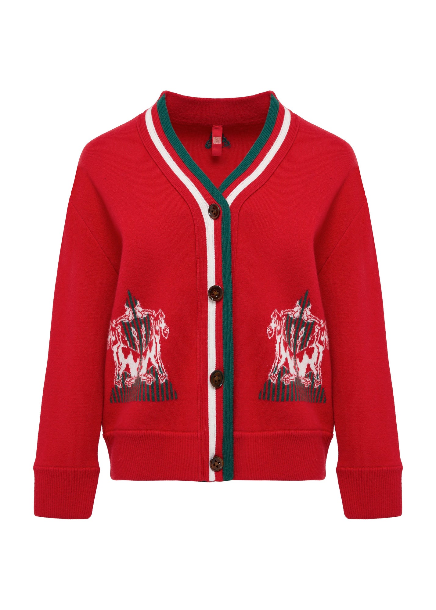 Woolen Knit Cardigan | Red