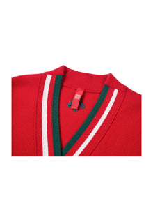 Woolen Knit Cardigan | Red