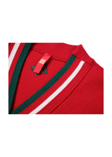 Woolen Knit Cardigan | Red