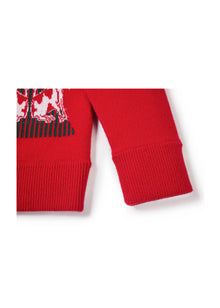 Woolen Knit Cardigan | Red
