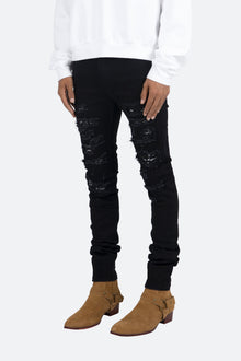 X165 Paisley Skinny Denim | Black/Black