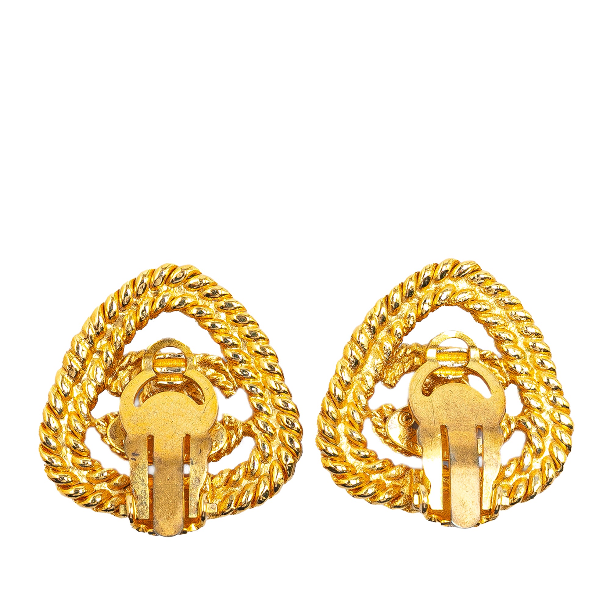 Chanel Pre-Owned Gold Plated CC Triangle Rope Clip On Earrings | Women | Gold (V2)