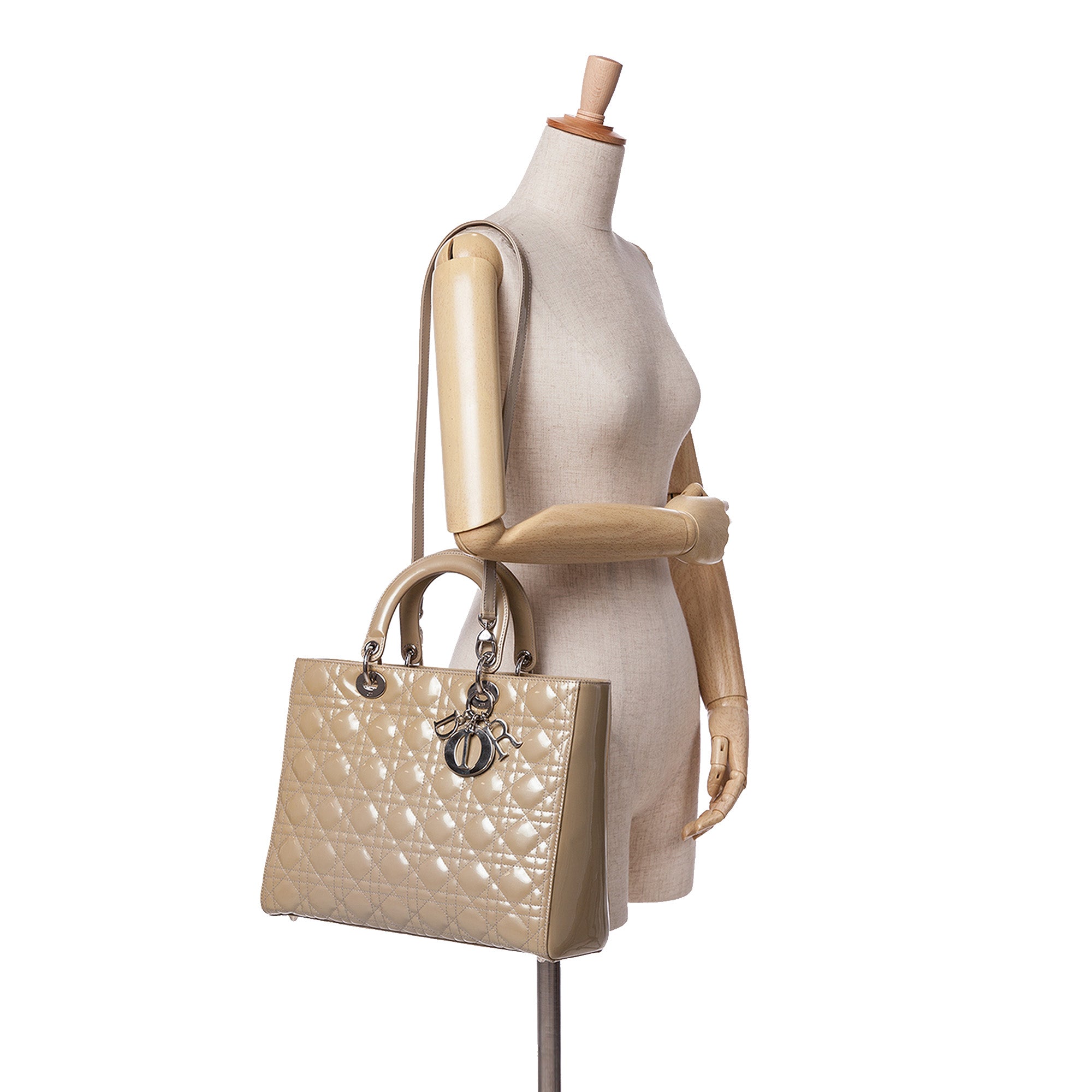 Dior | Pre-Owned Large Patent Cannage Lady | Tan