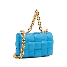 Bottega Veneta Pre-Owned Lambskin Intrecciato Padded Chain Cassette Satchel | Women | Blue