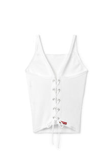 Women | Vintage Terry Laced-Back Crop Tank | White