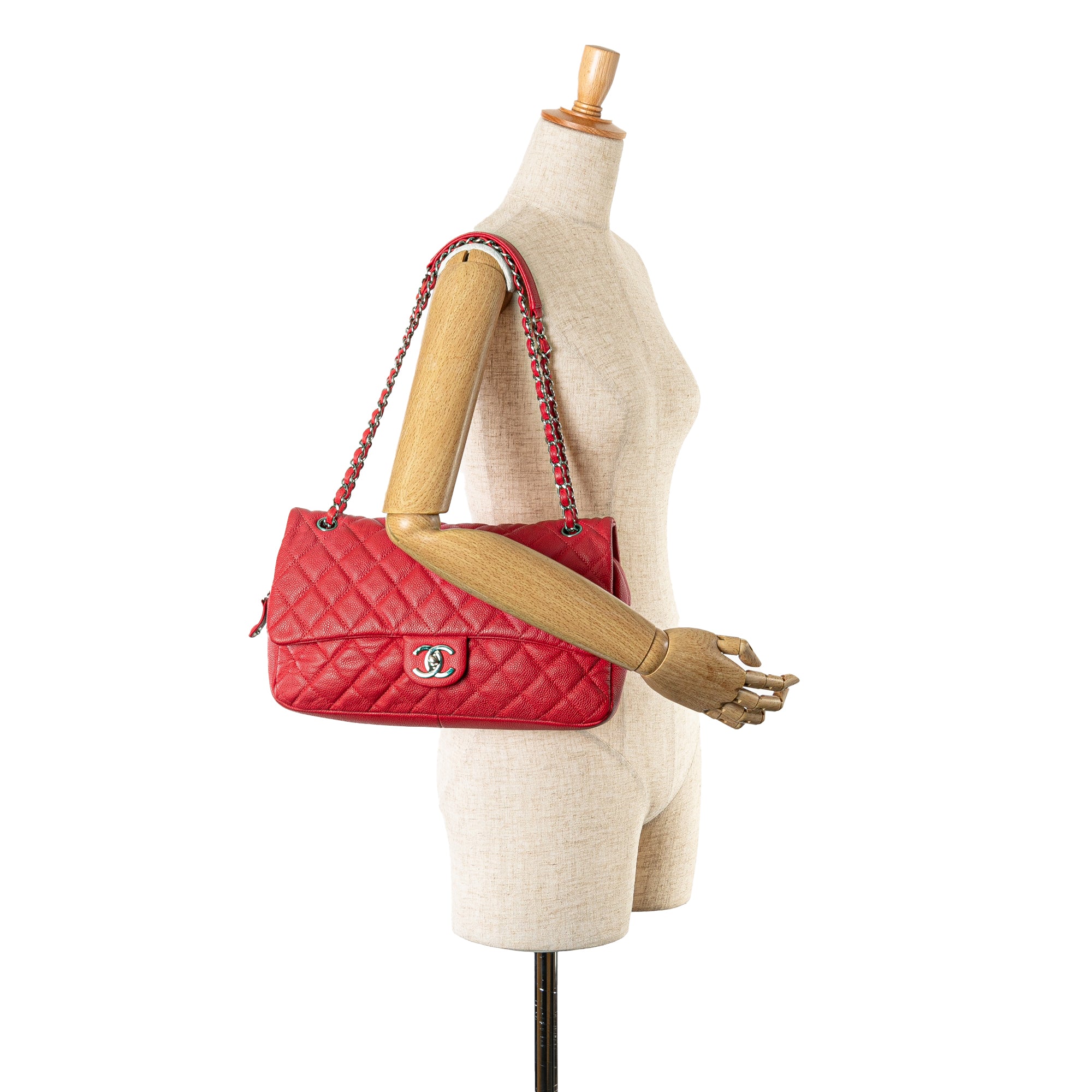 Chanel | Pre-Owned Jumbo Caviar Easy Flap Bag | Red