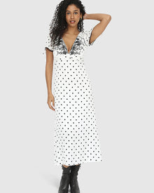 Women | You & I Polka Dot Midi Dress | Black/White