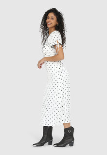 Women | You & I Polka Dot Midi Dress | Black/White