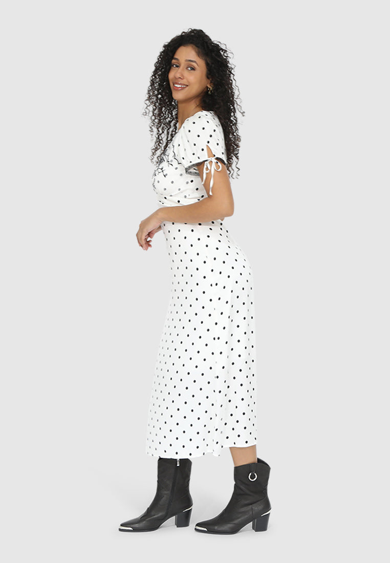Women | You & I Polka Dot Midi Dress | Black/White
