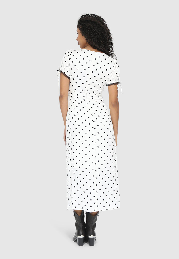Women | You & I Polka Dot Midi Dress | Black/White