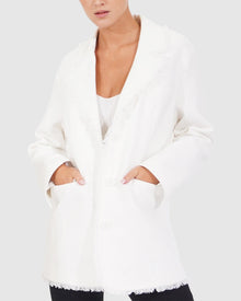 Women | Young Blood Frayed Edge Blazer | Cream