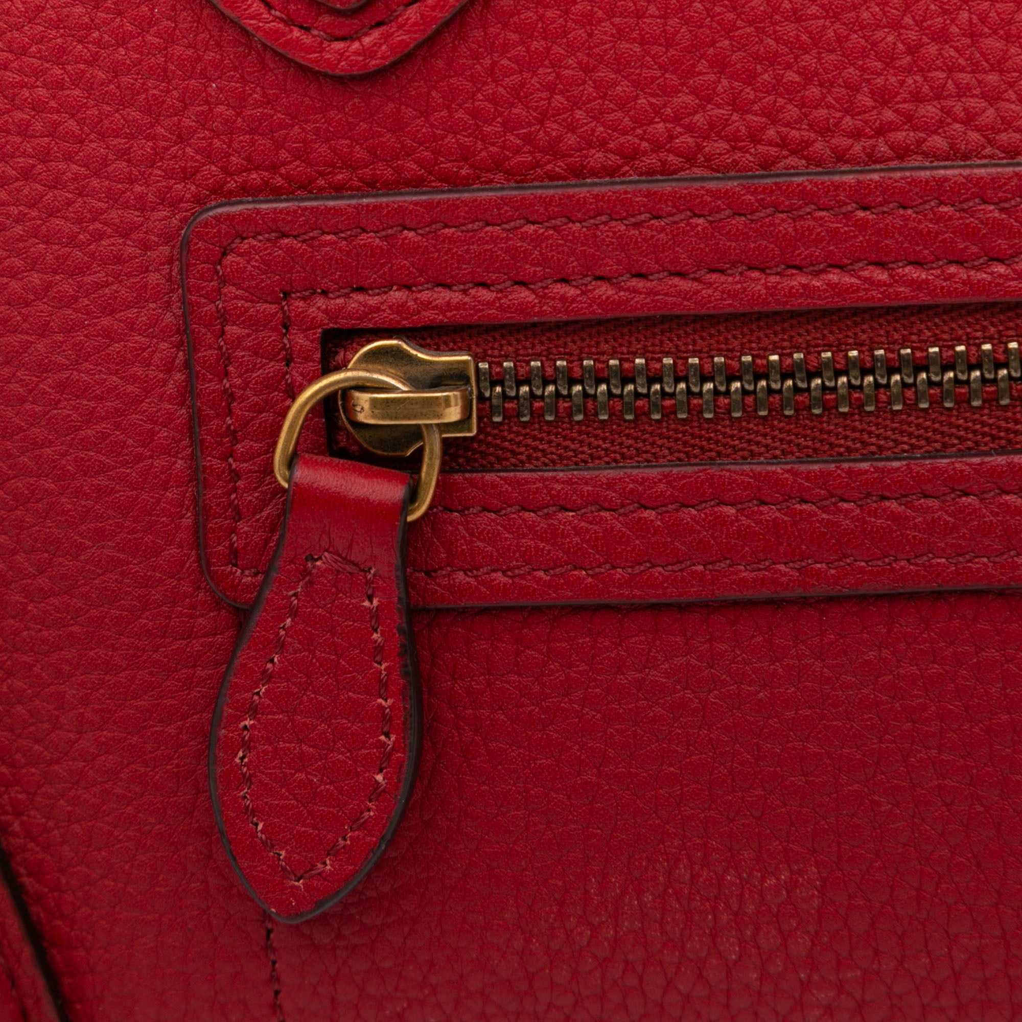 Celine | Pre-Owned Nano Leather Luggage Tote | Red