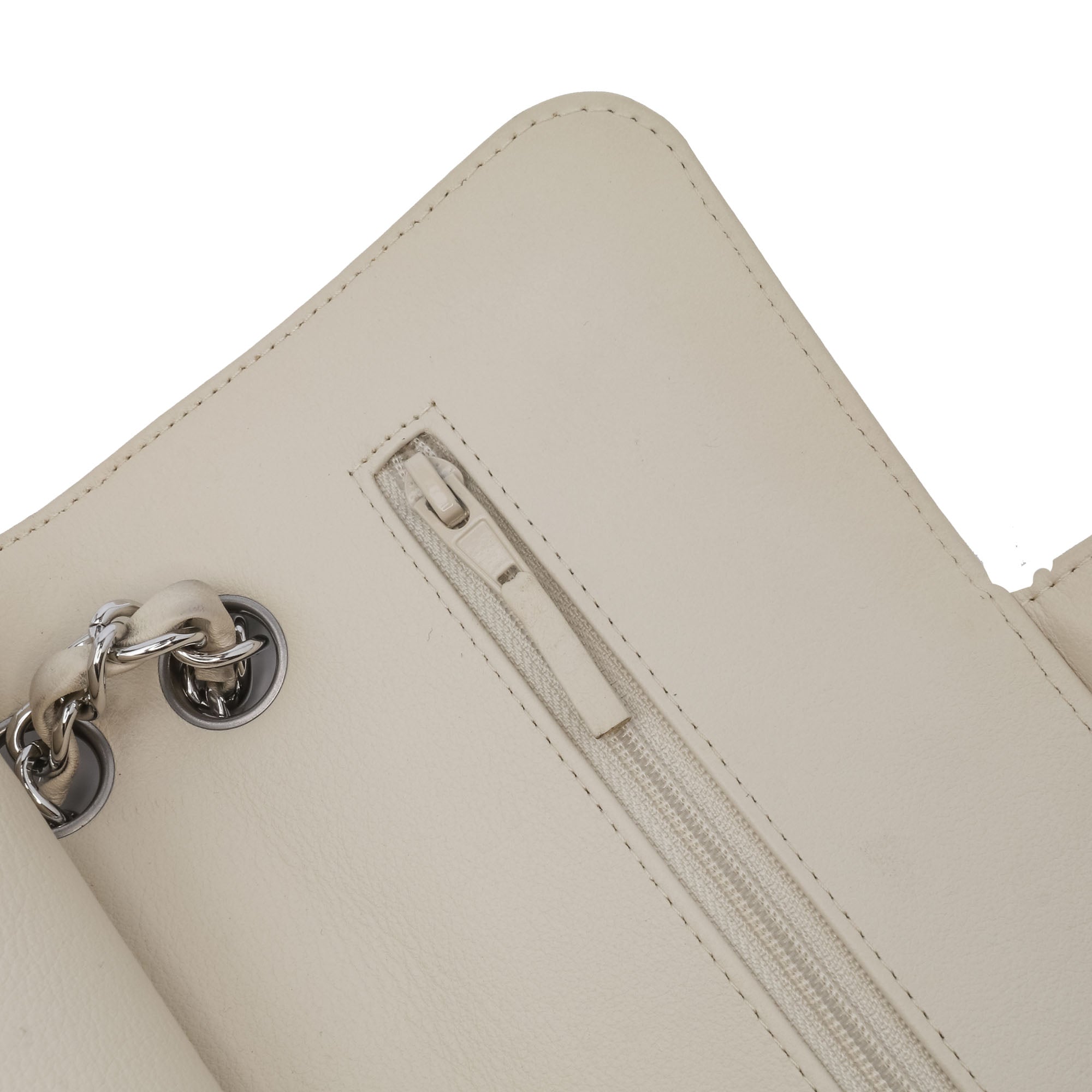 Chanel | Pre-Owned Small Classic Chevron Lambskin Double Flap | White/Off White