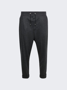 Men | Balmain | Drawstring Flannel Pants Dark Grey