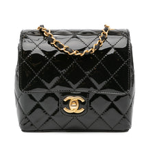 Chanel | Pre-Owned Mini Square Classic Patent Single Flap with Golden Chain Shoulder Strap | Black