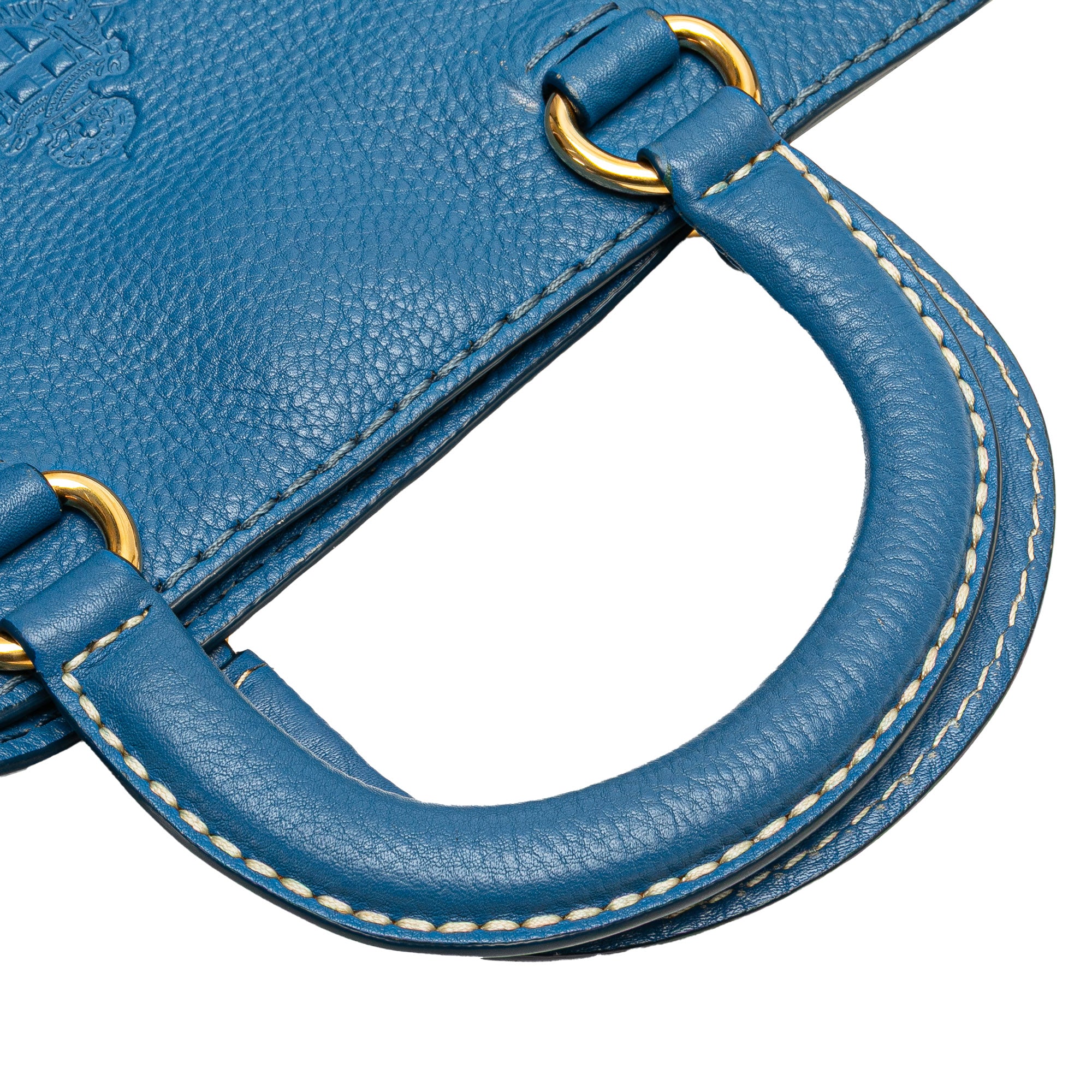 Prada | Pre-Owned Vitello Daino Canapa Open Convertible Tote | Blue