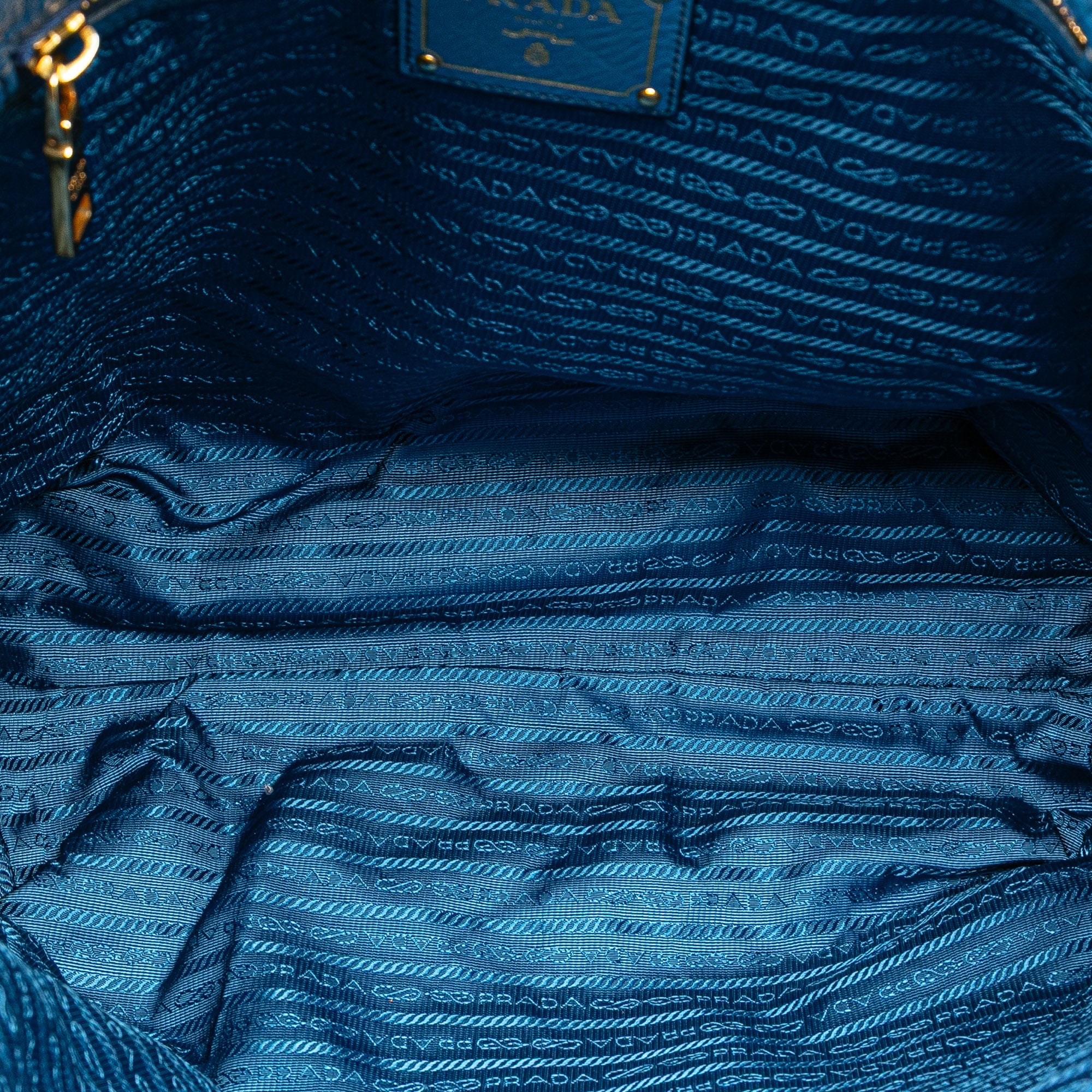 Prada | Pre-Owned Vitello Daino Canapa Open Convertible Tote | Blue