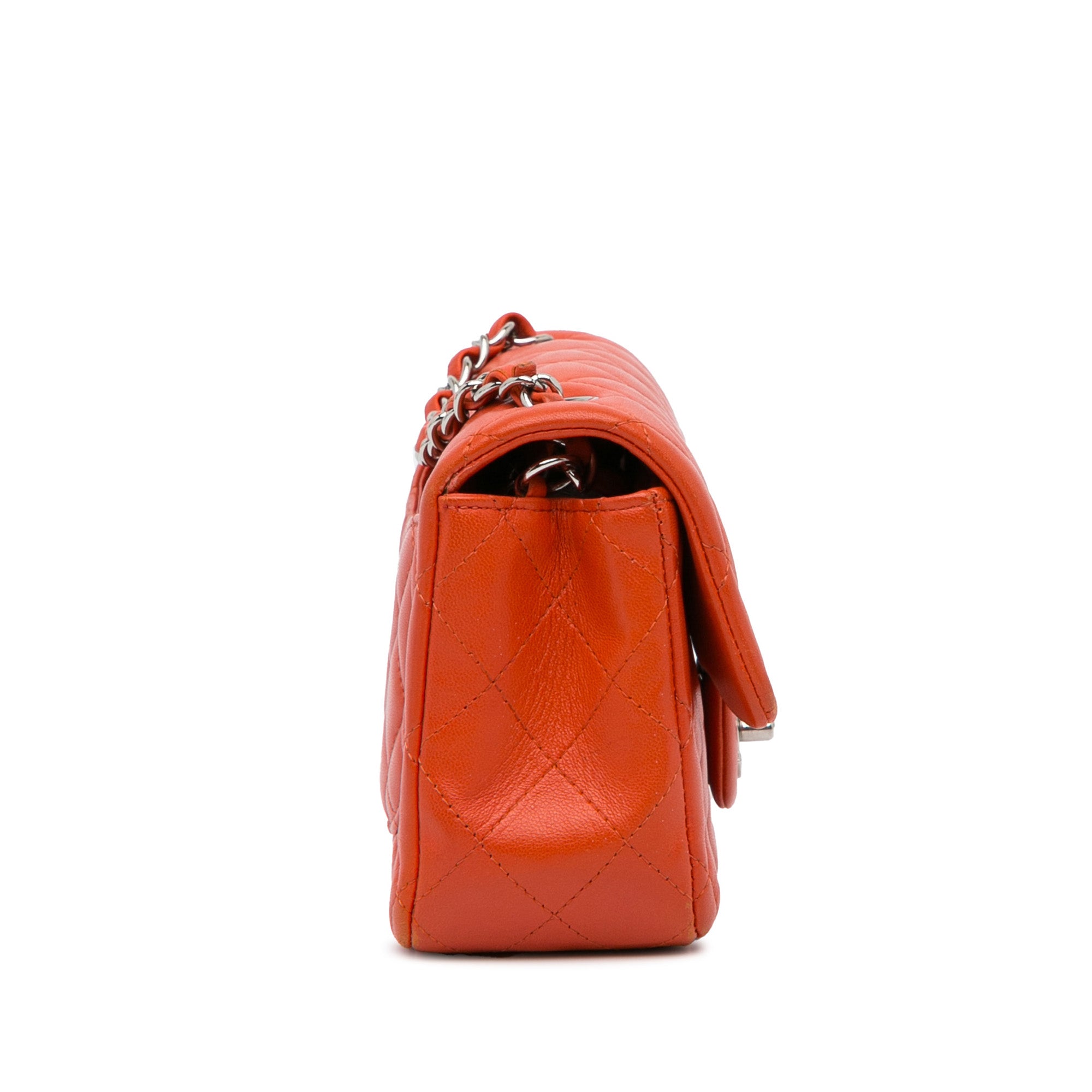 Chanel | Pre-Owned Mini Rectangular Classic Lambskin Single Flap | Orange