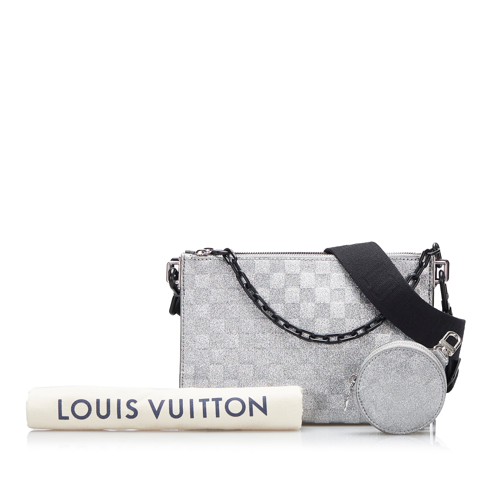 Louis Vuitton Pre-Owned Damier Glitter Taurillon In The Loop Trio Pouch | Women | Black