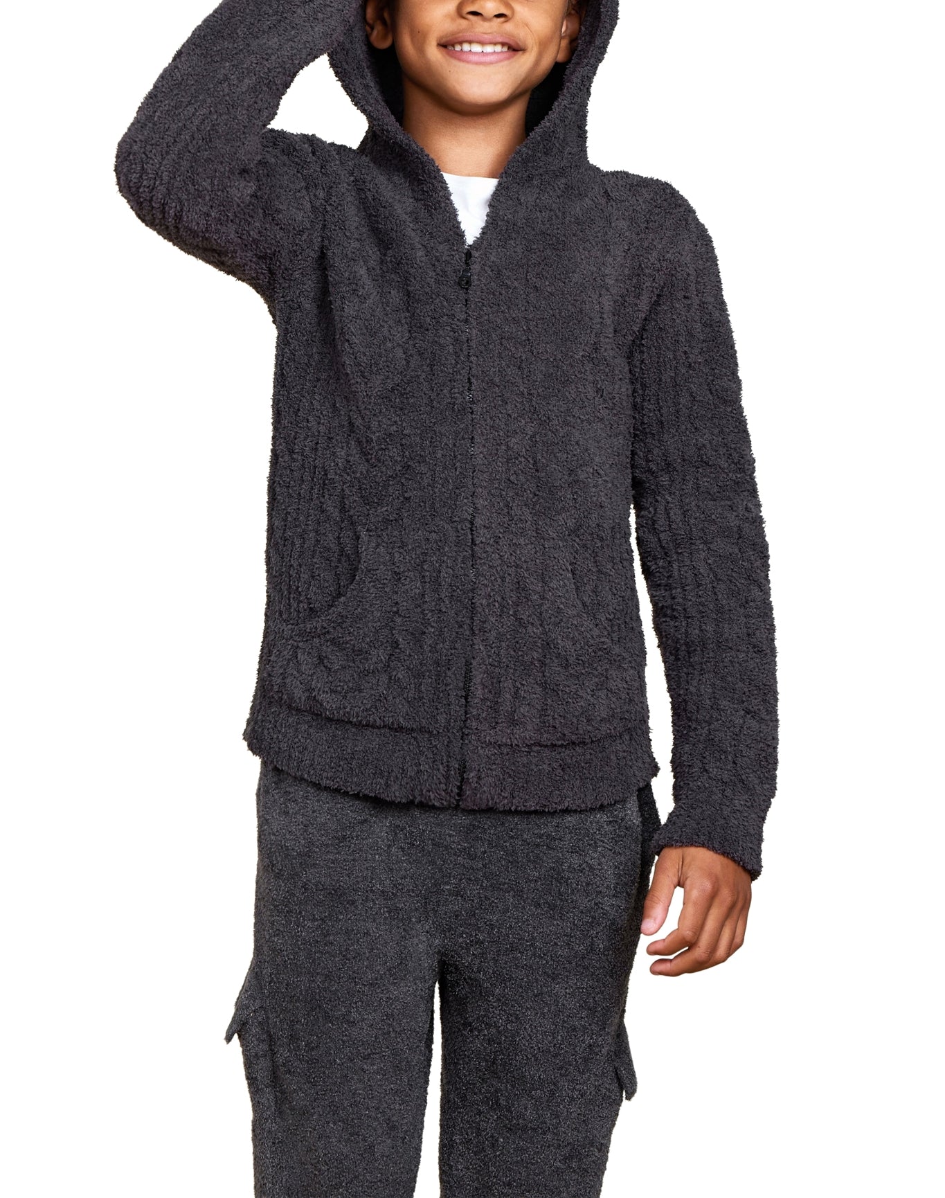 Youth | Cozychic Cable Hoodie | Carbon