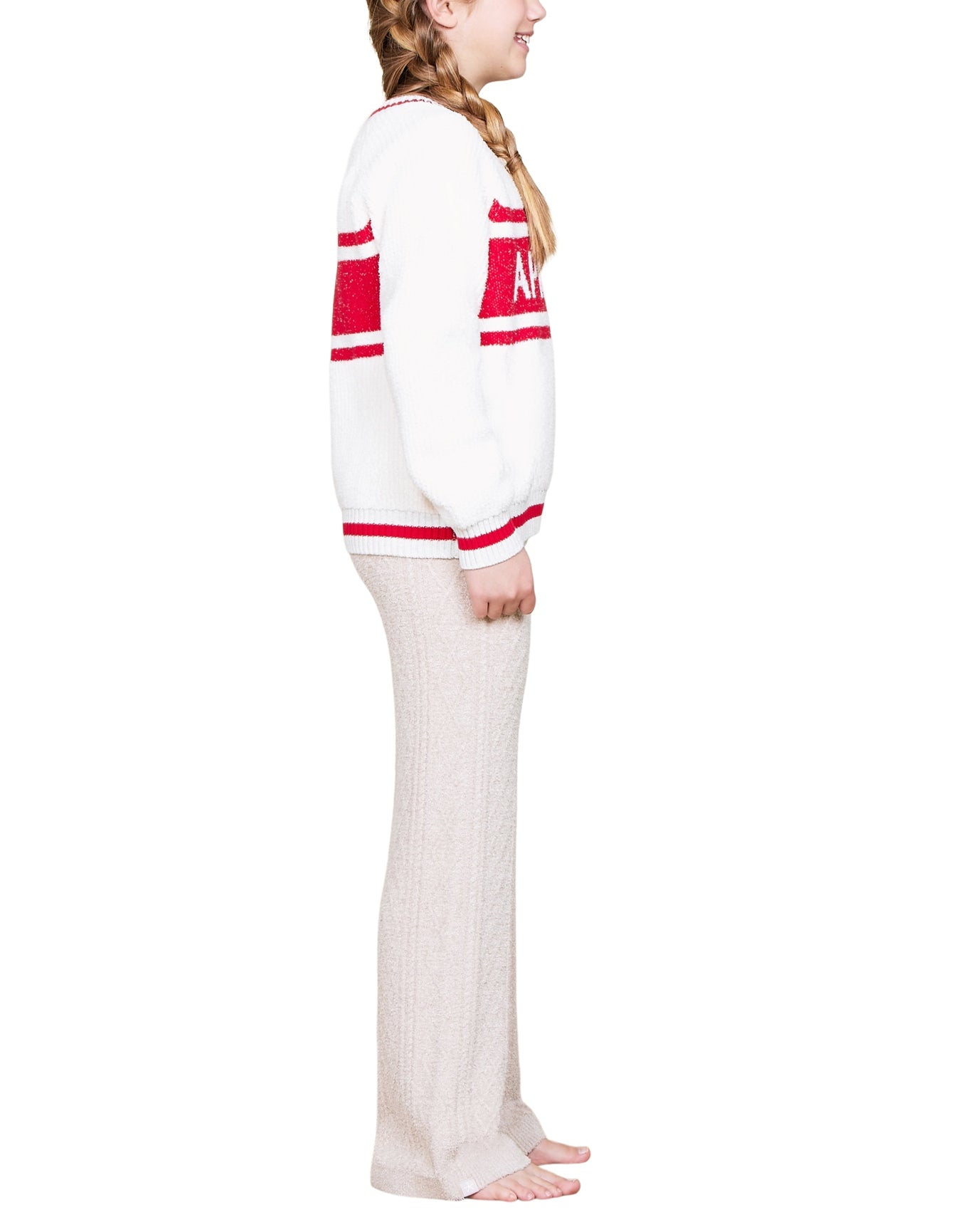 Youth | Cozychic Cotton Apres Pullover | Cream-Americana Red