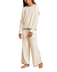 Youth | Cozychic Lite Scalloped Wide Leg Pant | Cream-Carbon