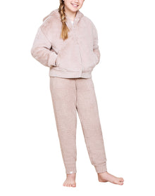 Youth | Faux Fur Bear Bomber | Antique Taupe