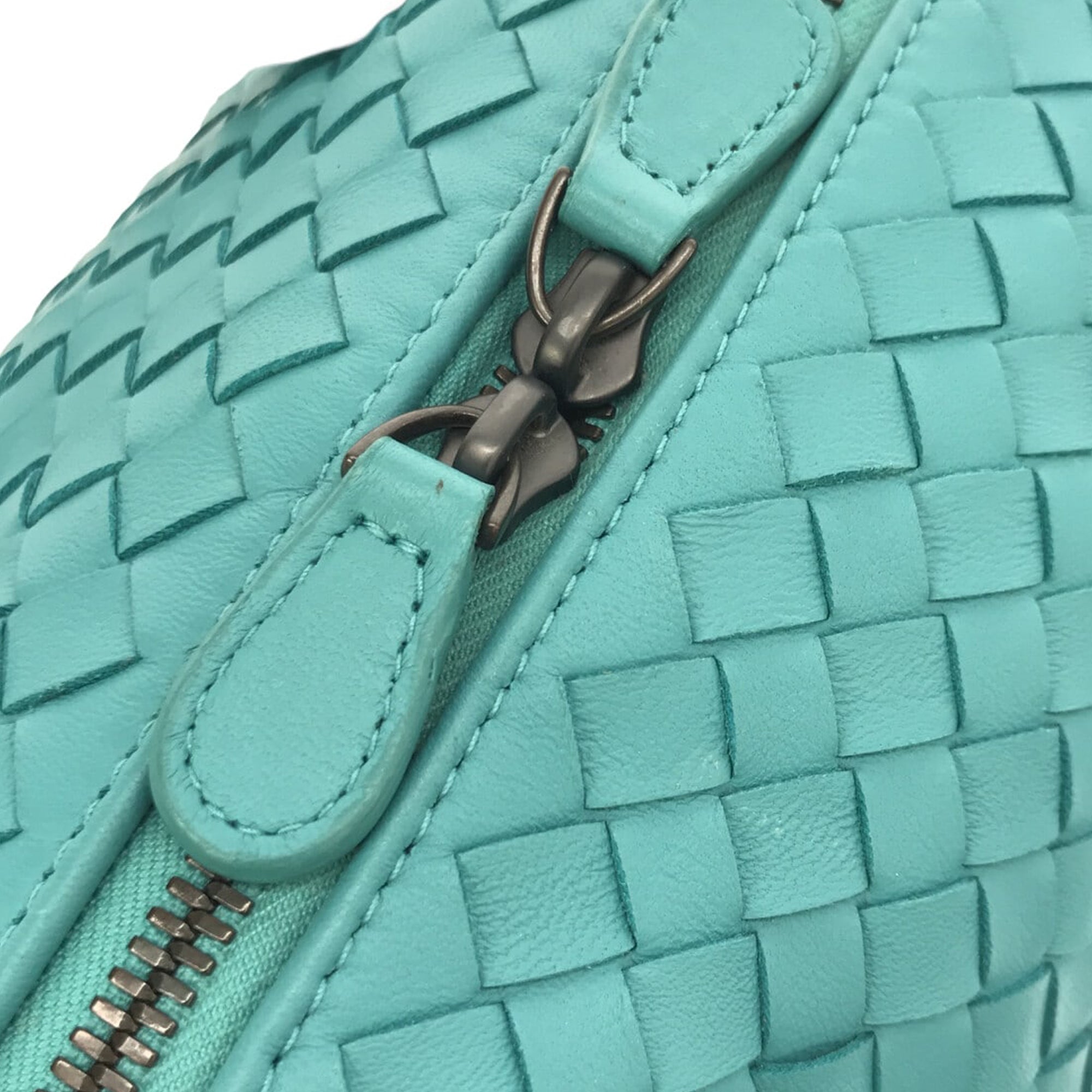 Bottega Veneta | Pre-Owned Intrecciato Satchel | Blue/Aqua