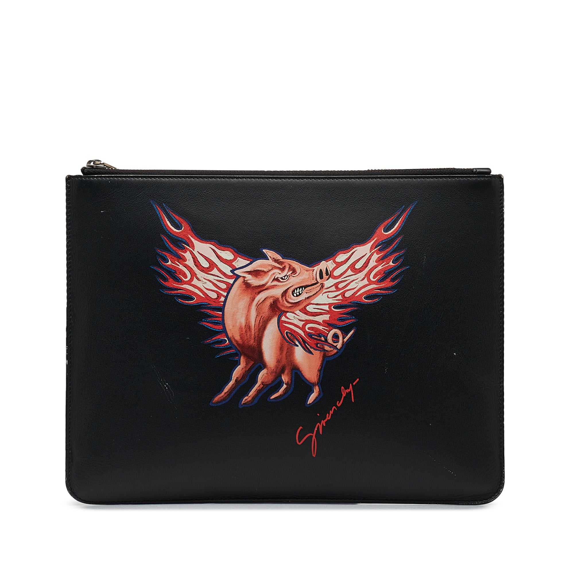 Givenchy Pre-Owned Zodiac Printed Leather Clutch Bag | Women | Black