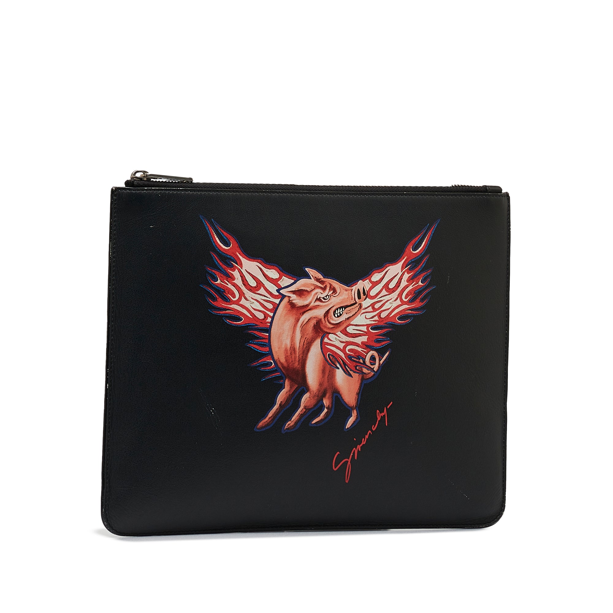 Givenchy Pre-Owned Zodiac Printed Leather Clutch Bag | Women | Black