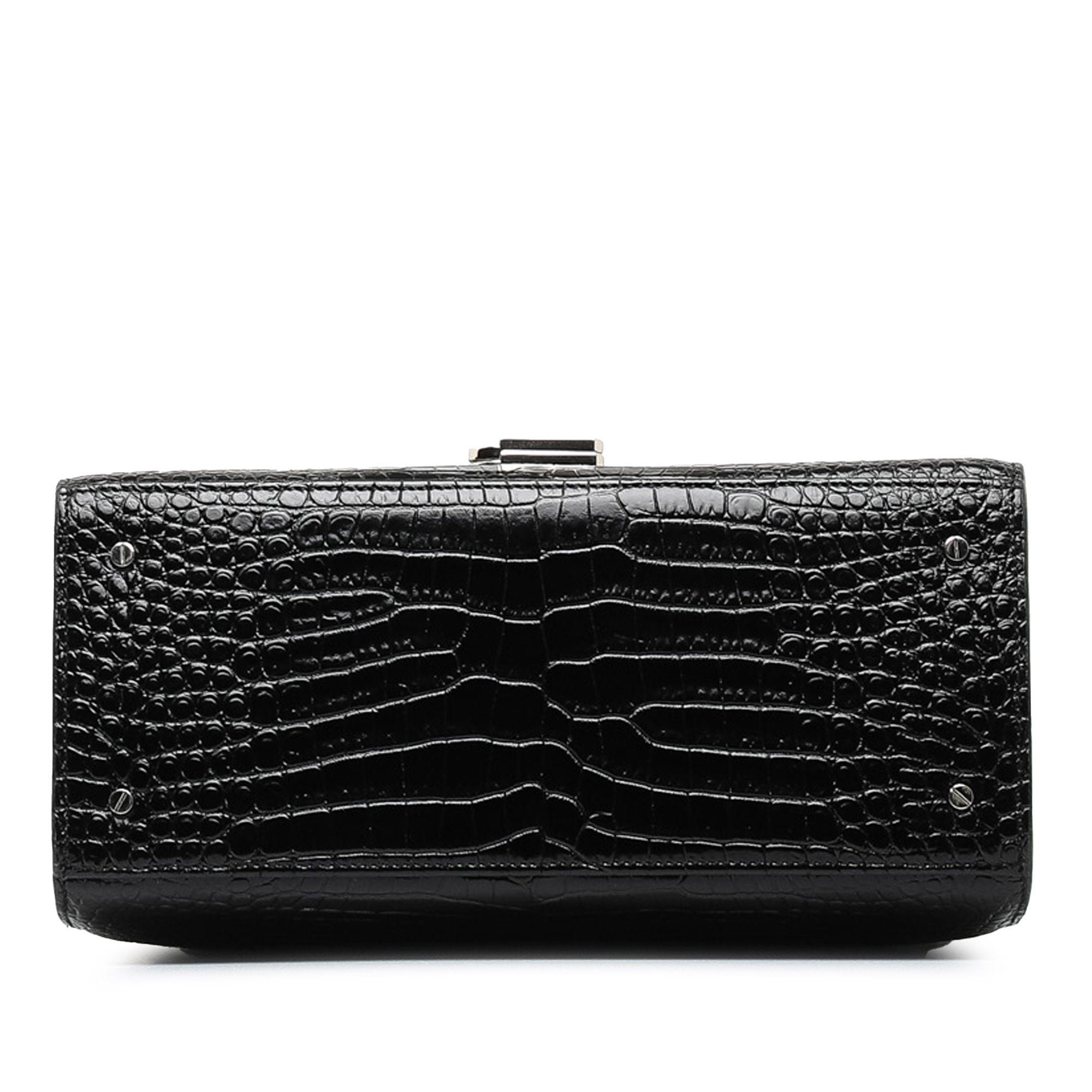Saint Laurent | Pre-Owned Medium Crocodile Embossed Cassandra Top Handle Bag | Black