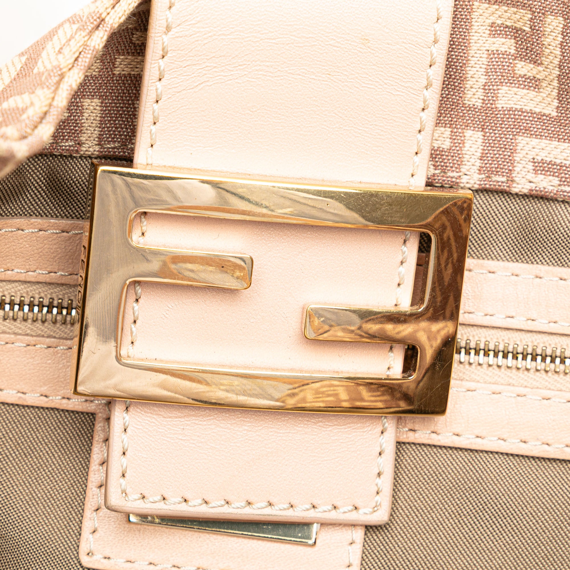 Fendi | Pre-Owned Zucchino Canvas Shoulder Bag | Pink/Light Pink