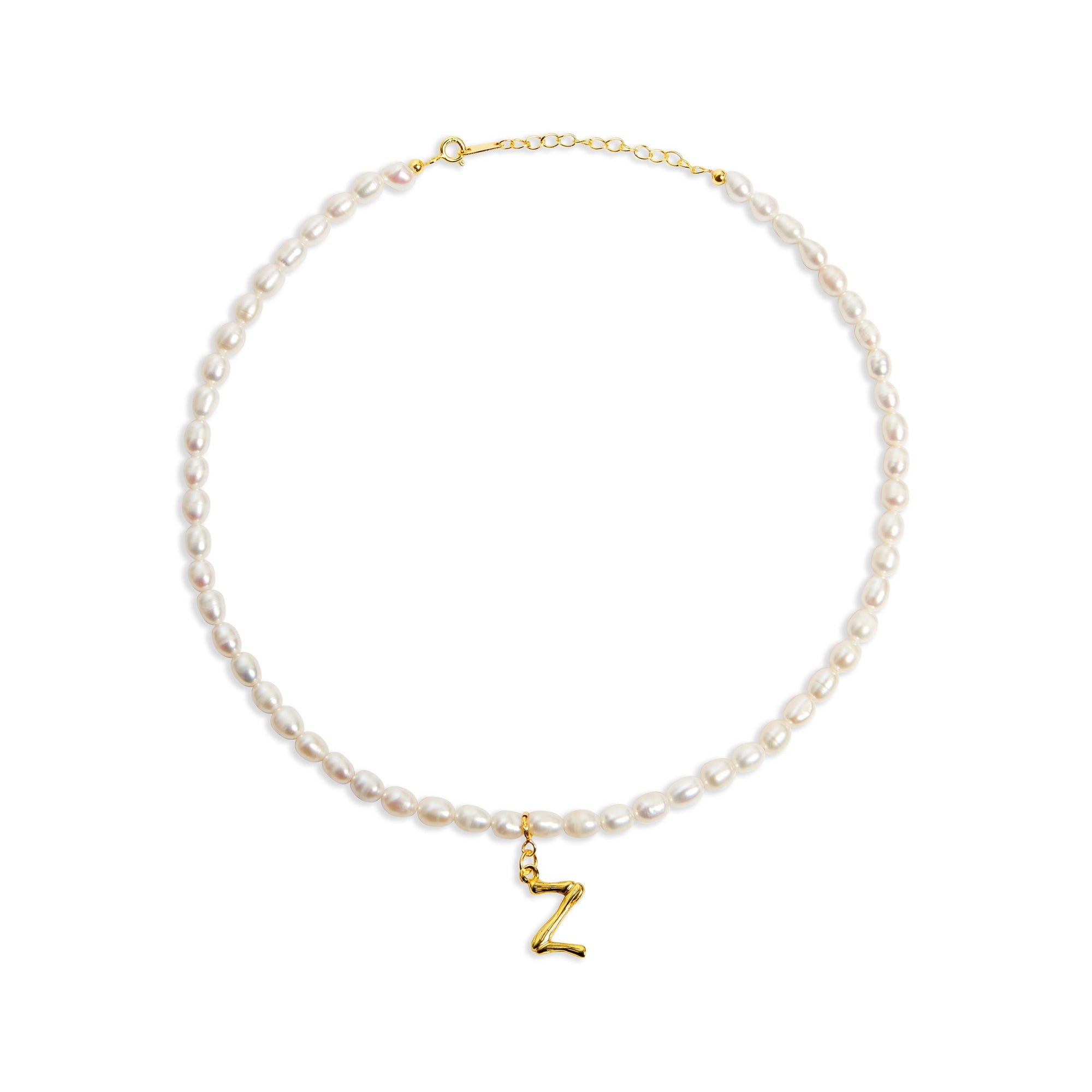 The Bamboo Pearl Initial Necklace | 18KT Gold Vermeil